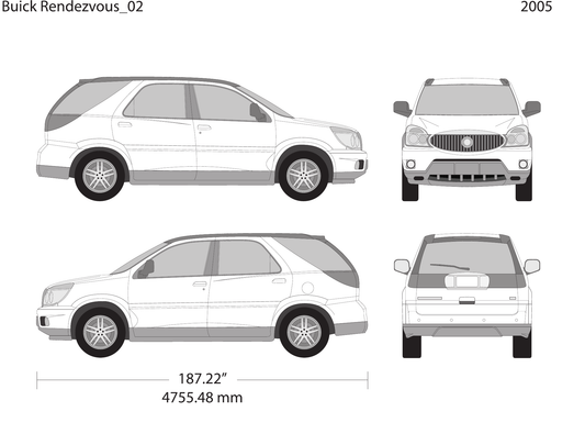 2005 Buick Rendezvous vector wrap template, Design-Ready PDF - GravBase