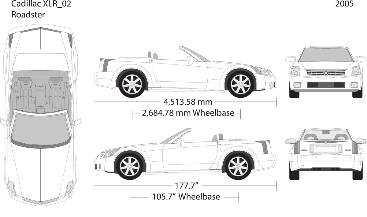 2005 Cadillac XLR Roadster vector wrap template, Design-Ready PDF - GravBase