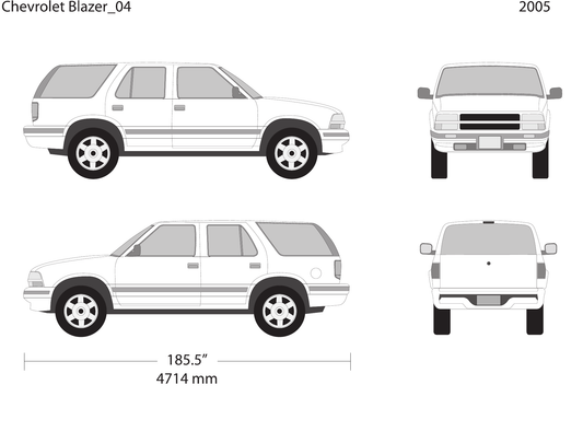 2005 Chevy Blazer vector wrap template V04, Design-Ready PDF - GravBase