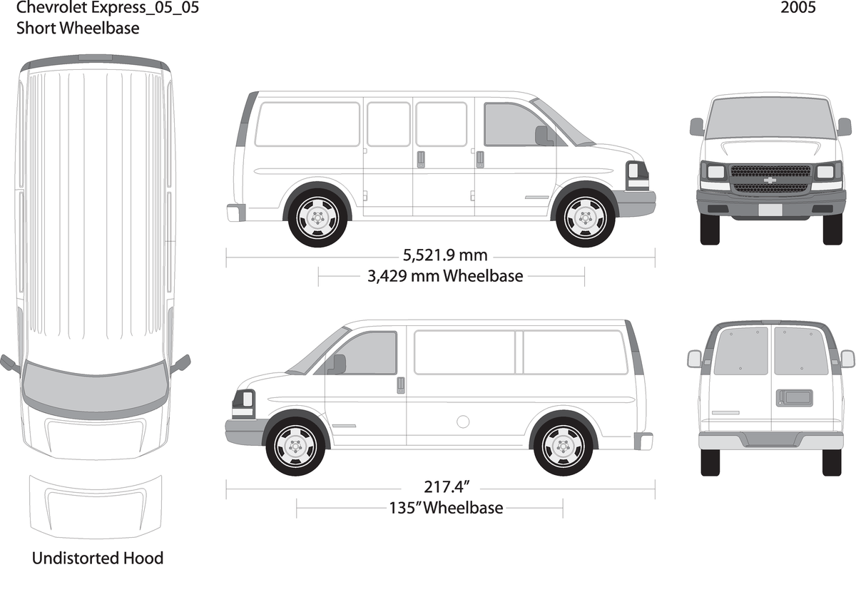 2005 Chevy Express V05 Vehicle Wrap Template