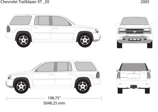 2005 Chevy Trailblazer vector wrap template V05, Design-Ready PDF - GravBase