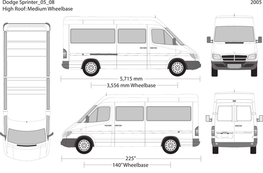 2005 Dodge Sprinter free vector vehicle wrap template - GravBase