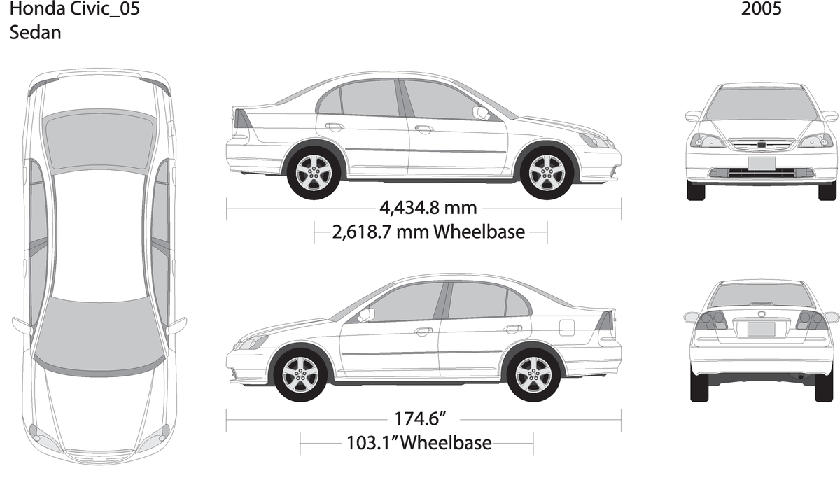 2005 Honda Civic Sedan V05 Vehicle Wrap Template