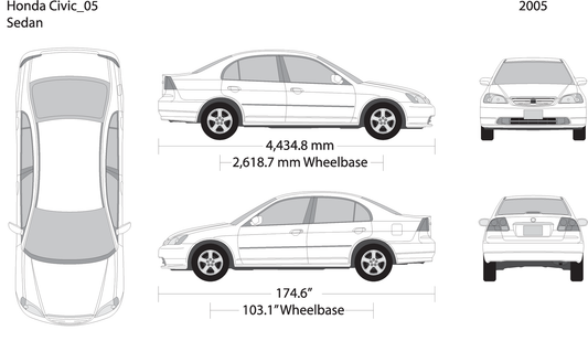 2005 Honda Civic Sedan V05 Vehicle Wrap Template