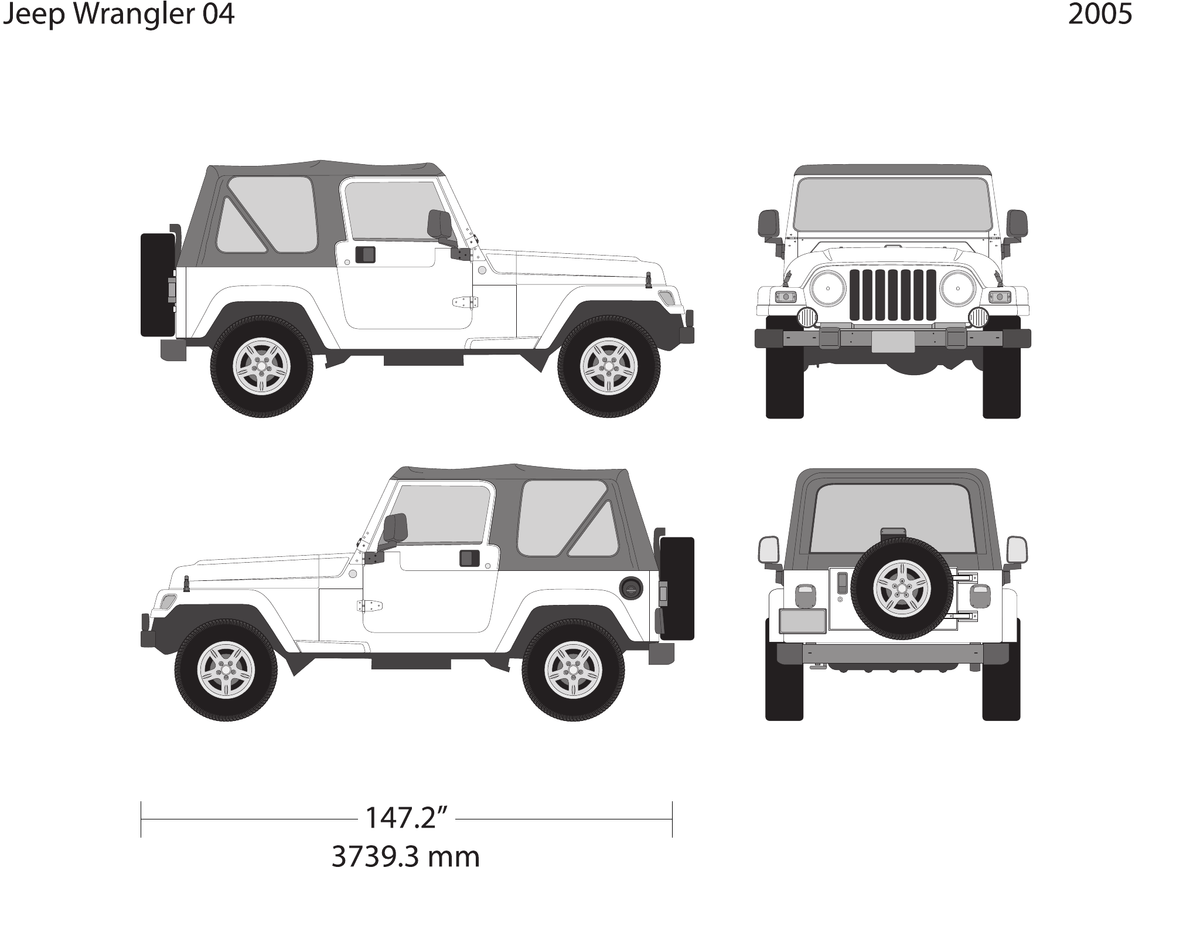 2005 Jeep Wrangler vector wrap template V04, Design-Ready PDF - GravBase