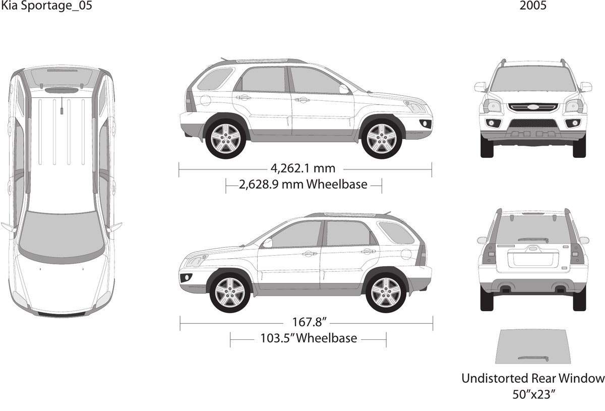2005 Kia Sportage Vector Wrap Template - GravBase