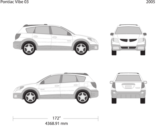 2005 Pontiac Vibe vector wrap template V03, Design-Ready PDF - GravBase