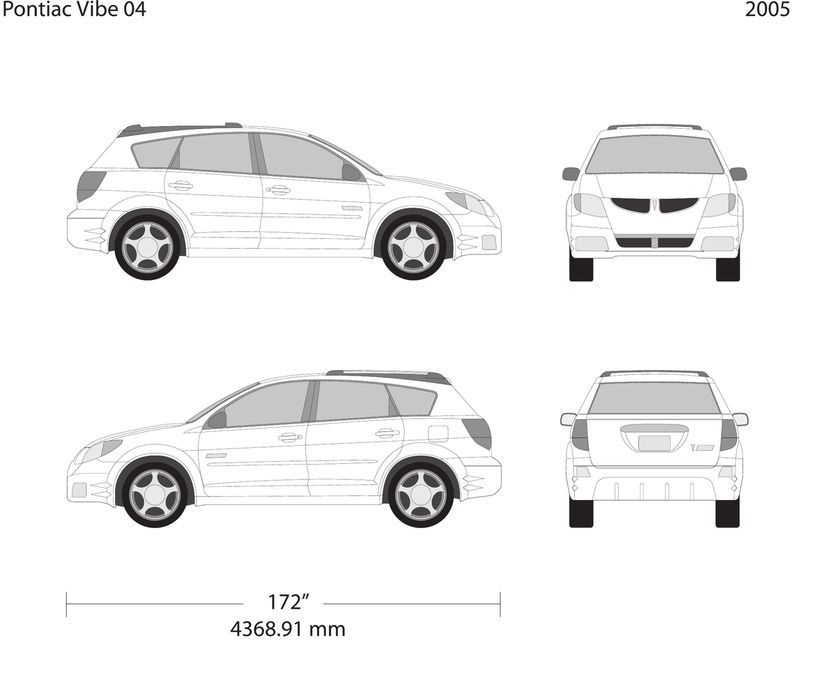 2005 Pontiac Vibe vector wrap template V04, Design-Ready PDF - GravBase