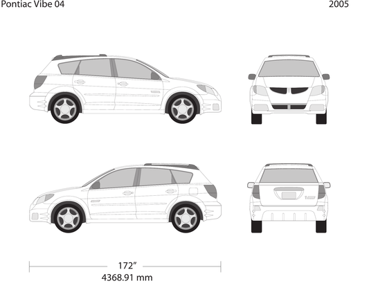 2005 Pontiac Vibe vector wrap template V04, Design-Ready PDF - GravBase