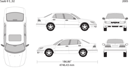 2005 Saab 9 5 vector wrap template, Design-Ready PDF - GravBase