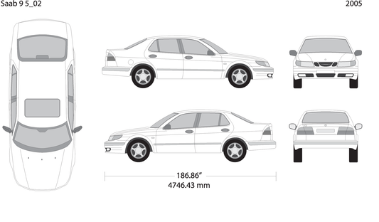 2005 Saab 9 5 V02 Vehicle Wrap Template