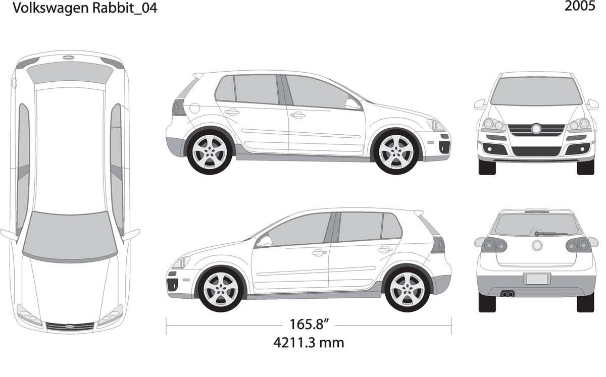 2005 Volkswagen Rabbit V04 Vehicle Wrap Template