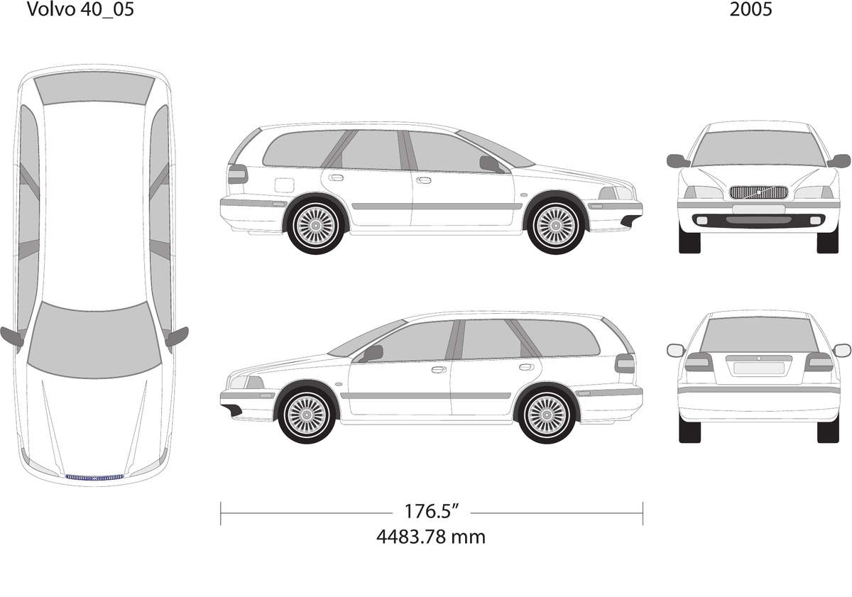 2005 Volvo 40 vector wrap template V05, Design-Ready PDF - GravBase