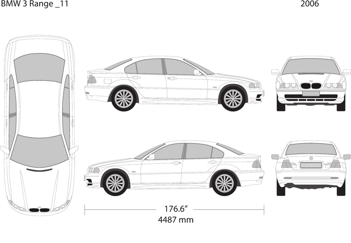 2006 BMW 3 vector wrap template V11, Design-Ready PDF - GravBase