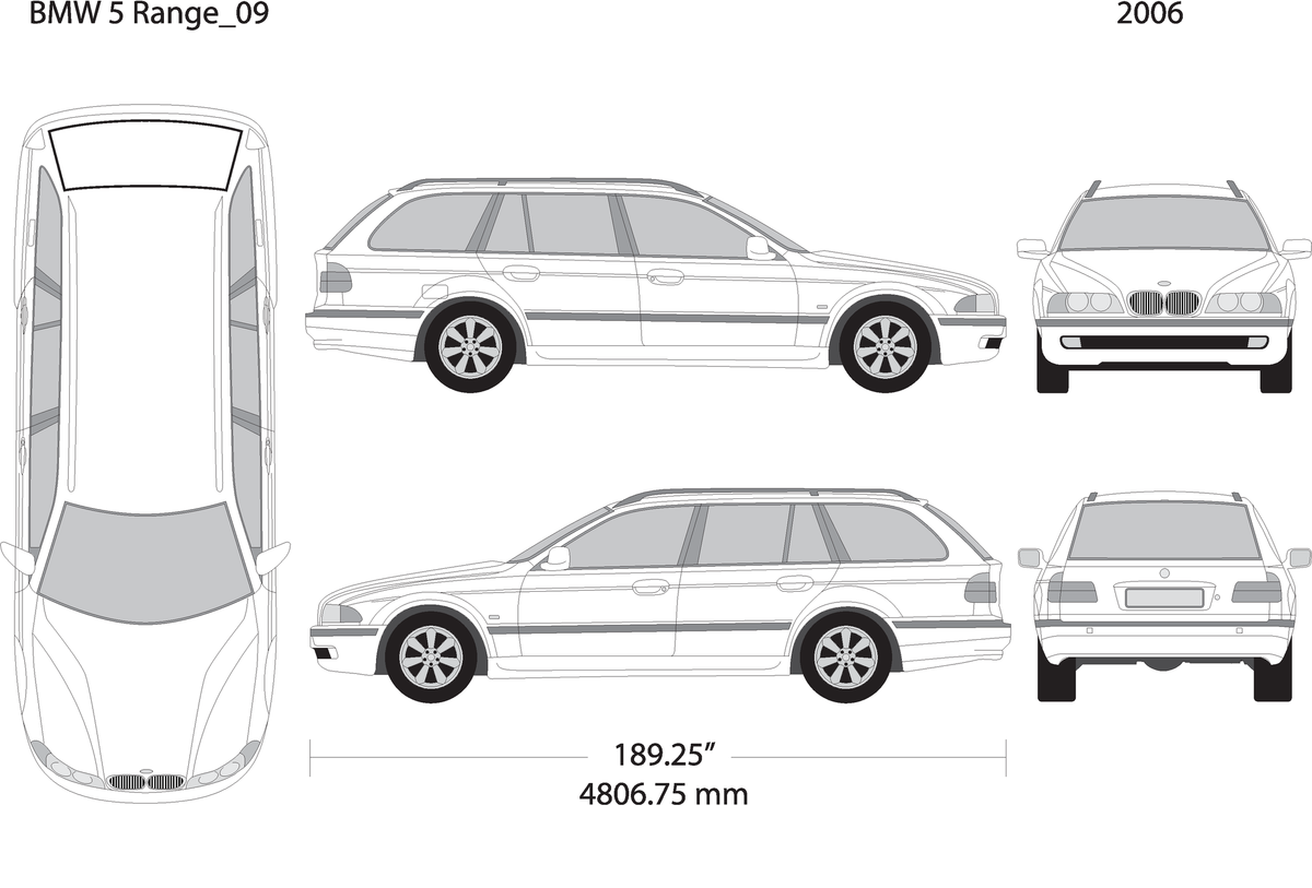 2006 Bmw 5 V09 Vehicle Wrap Template