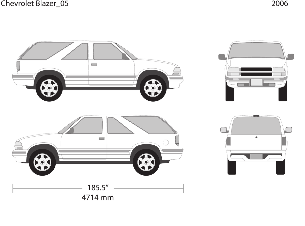 2006 Chevy Blazer vector wrap template V05, Design-Ready PDF - GravBase