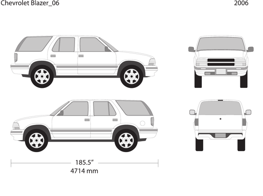 2006 Chevy Blazer vector wrap template V06, Design-Ready PDF - GravBase