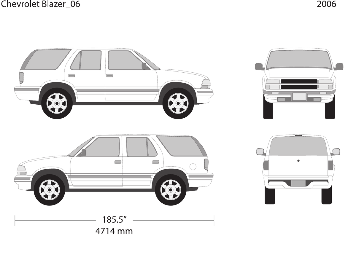 2006 Chevy Blazer vector wrap template V06, Design-Ready PDF - GravBase