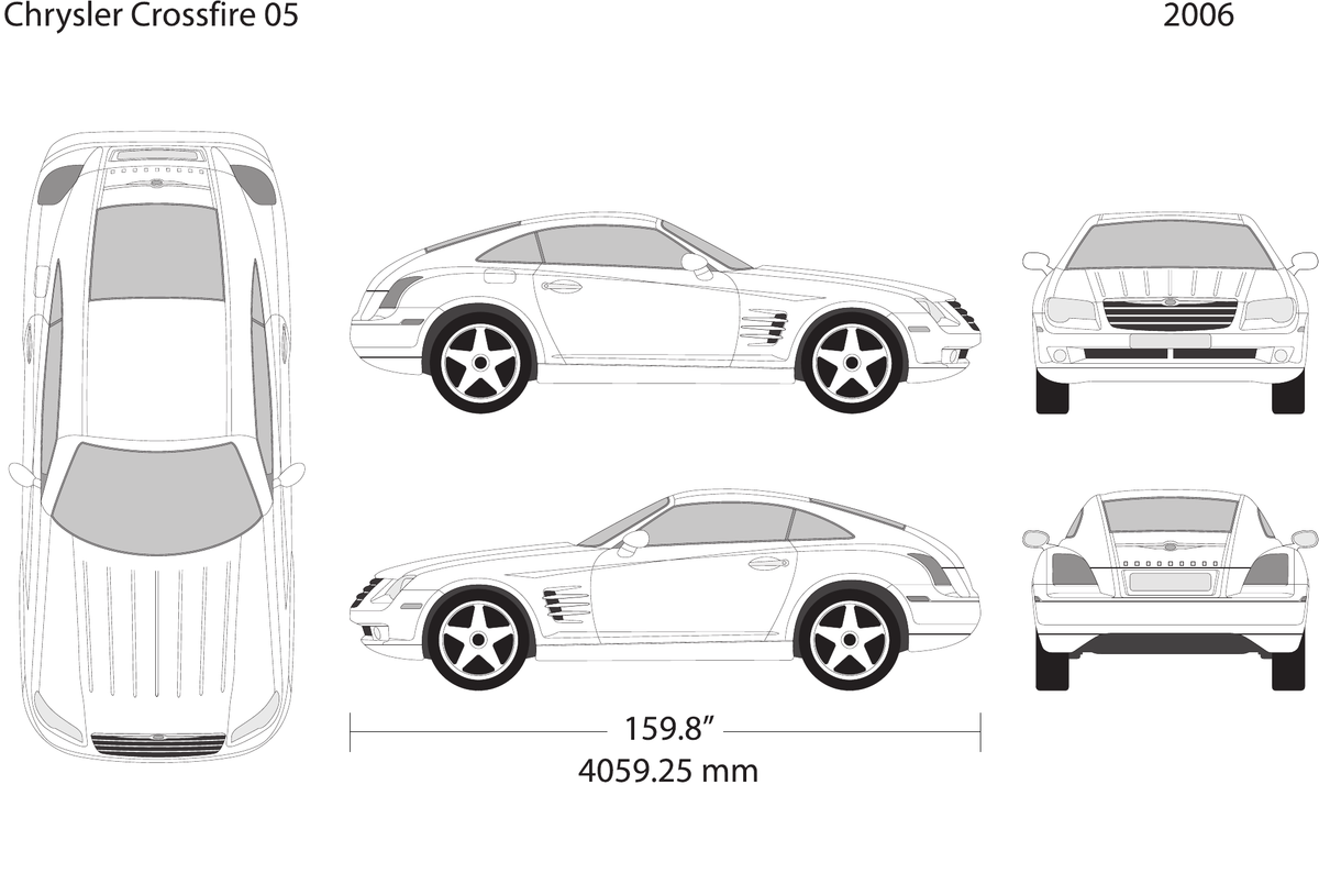 2006 Chrysler Crossfire vector wrap template V05, Design-Ready PDF - GravBase