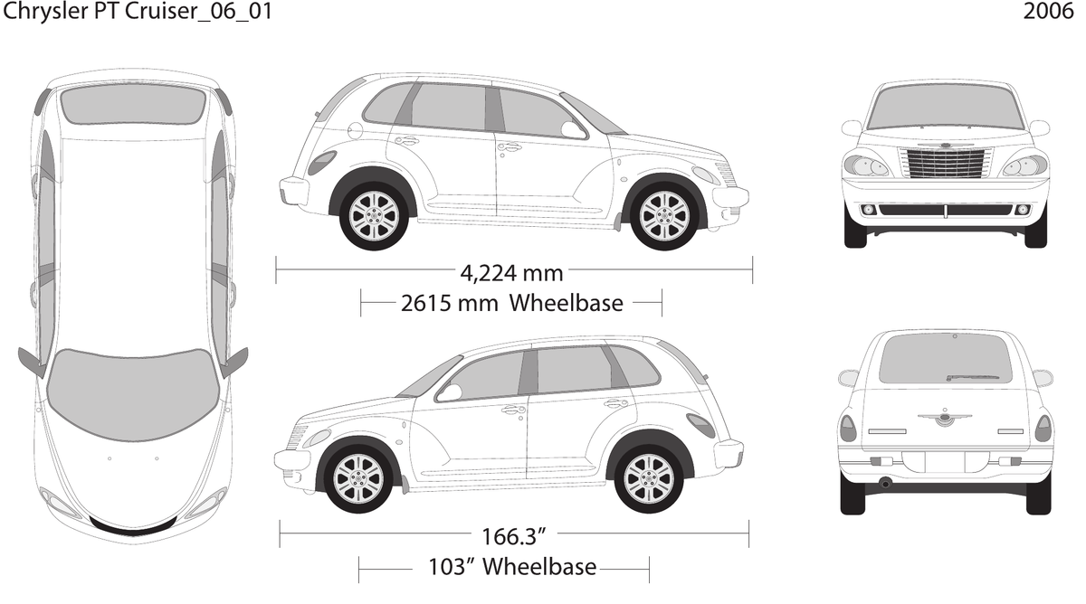 2006 Chrysler PT Cruiser Vector Wrap Template - GravBase