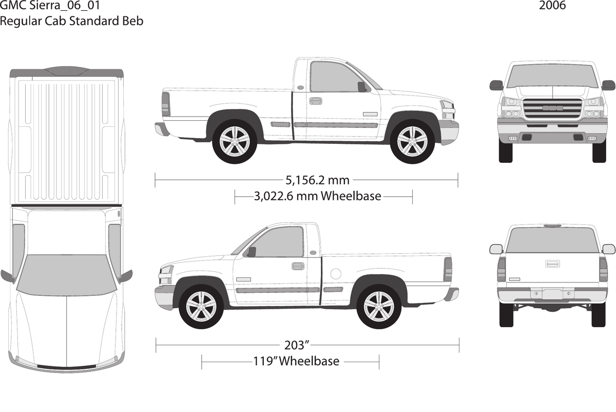 2006 GMC Sierra 1500 vector wrap template V01, Design-Ready PDF - GravBase