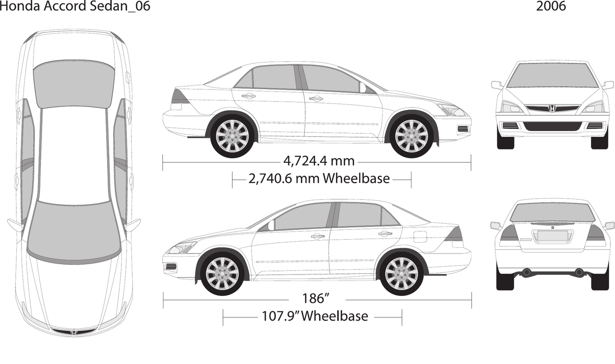 2006 Honda Accord Sedan vector wrap template, Design-Ready PDF - GravBase