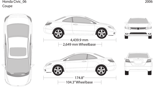 2006 Honda Civic Coupe vector wrap template, Design-Ready PDF - GravBase