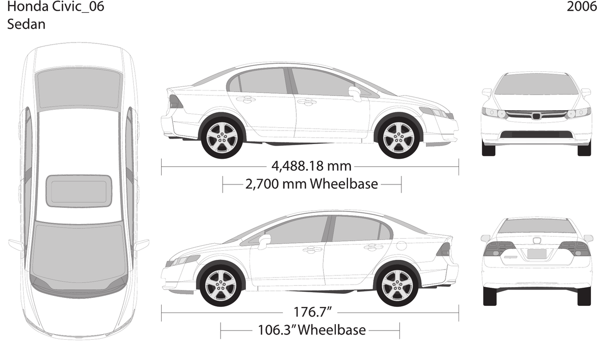 2006 Honda Civic Sedan vector wrap template, Design-Ready PDF - GravBase
