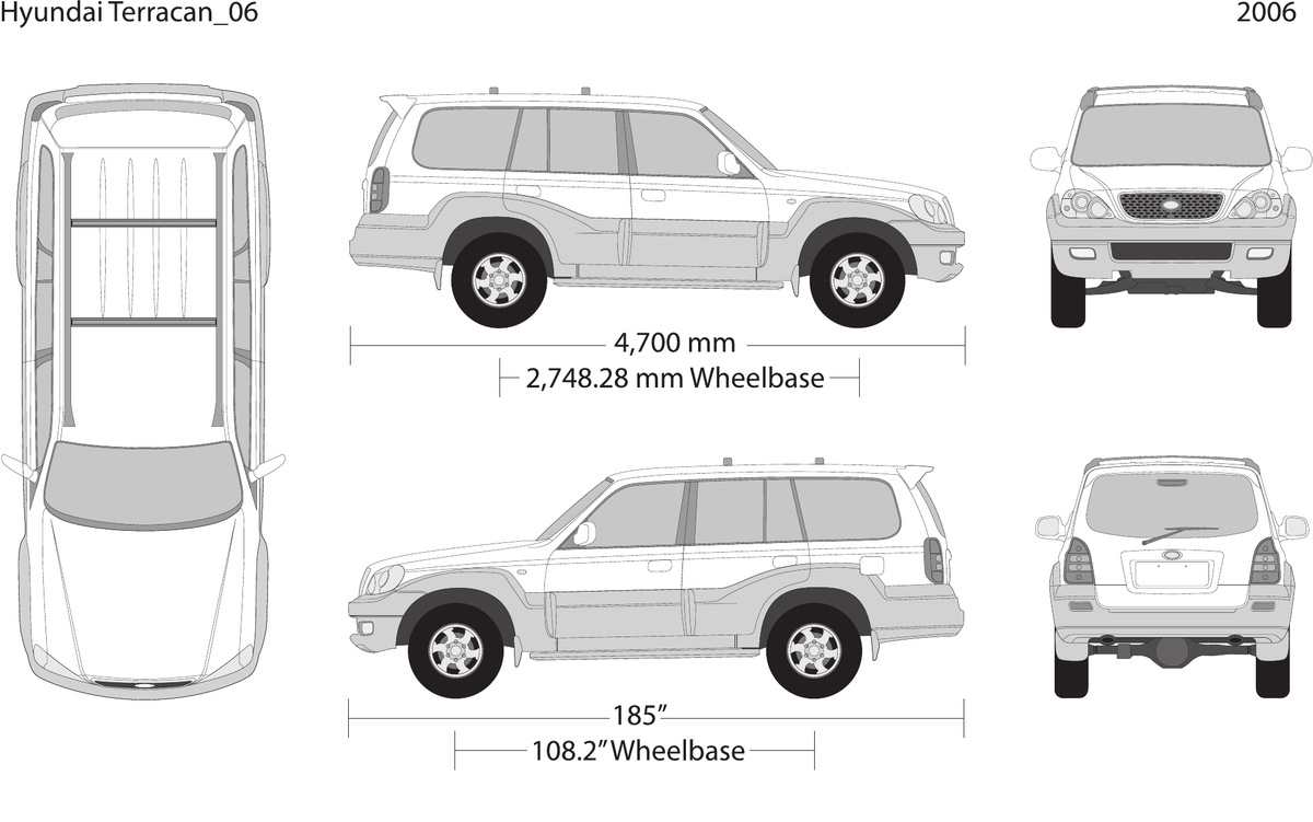 2006 Hyundai Terracan vector wrap template, Design-Ready PDF - GravBase