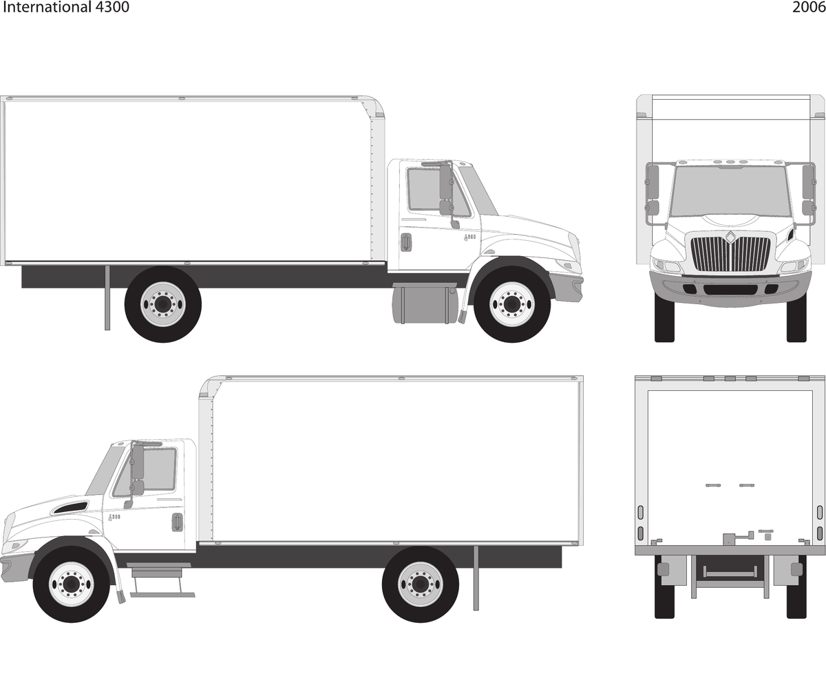 2006 International 4300 vector wrap template V06, Design-Ready PDF - GravBase