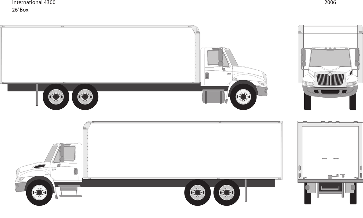 2006 International 4300 vector wrap template V26, Design-Ready PDF - GravBase