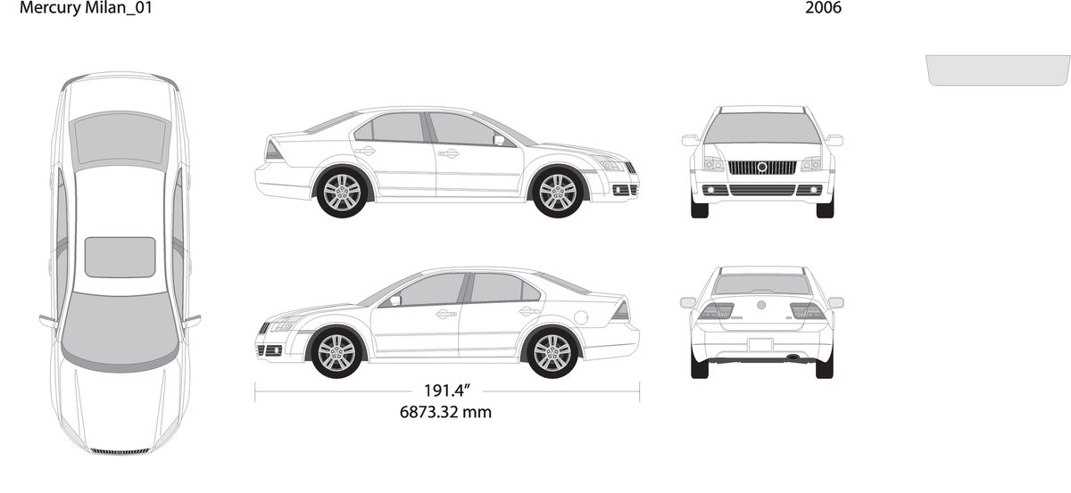 2006 Mercury Milan V01 Vehicle Wrap Template