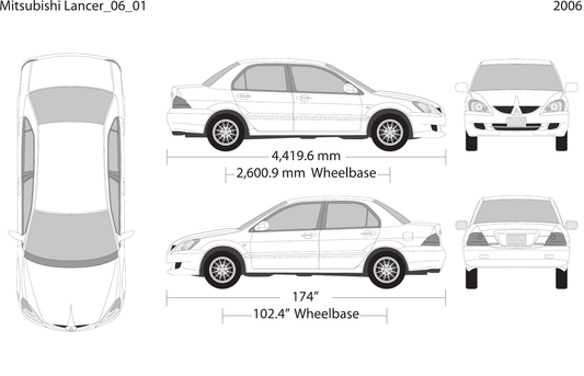 2006 Mitsubishi Lancer vector wrap template, Design-Ready PDF - GravBase