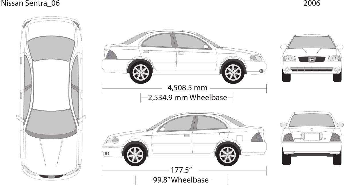 2006 Nissan Sentra vector wrap template, Design-Ready PDF - GravBase
