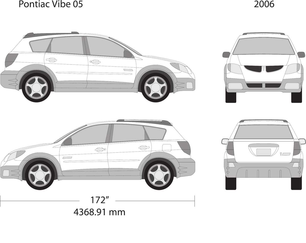 2006 Pontiac Vibe vector wrap template V05, Design-Ready PDF - GravBase