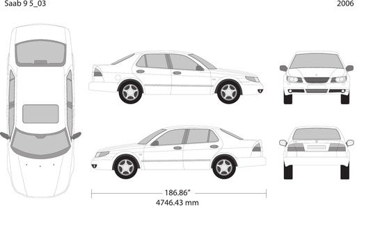 2006 Saab 9 5 vector wrap template, Design-Ready PDF - GravBase