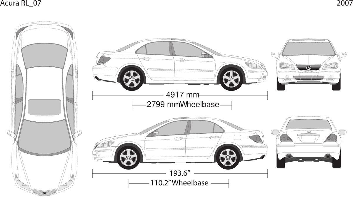 2007 Acura RL Vector Wrap Template - GravBase