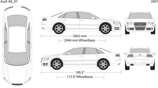 2007 Audi A8 vector wrap template, Design-Ready PDF - GravBase