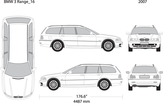 2007 Bmw 3 V16 Vehicle Wrap Template