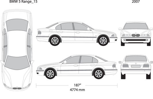 2007 Bmw 5 V15 Vehicle Wrap Template