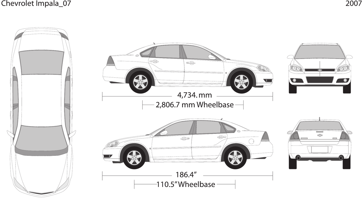 2007 Chevy Impala vector wrap template, Design-Ready PDF - GravBase