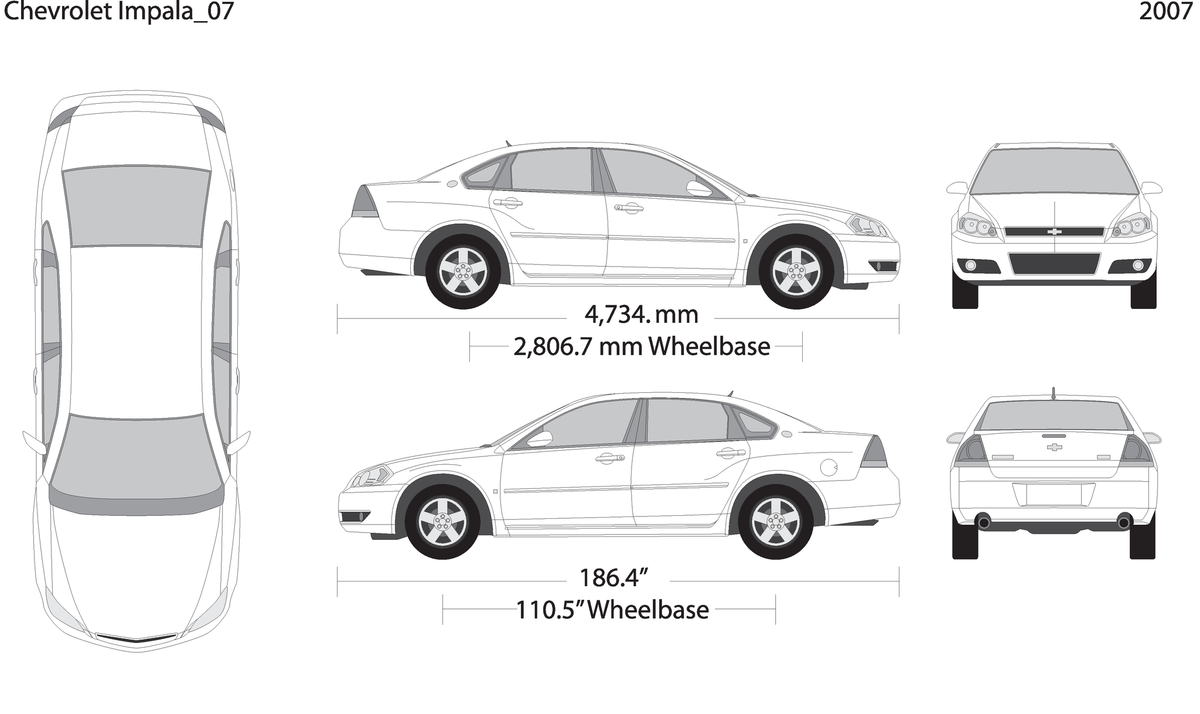 2007 Chevy Impala V07 Vehicle Wrap Template