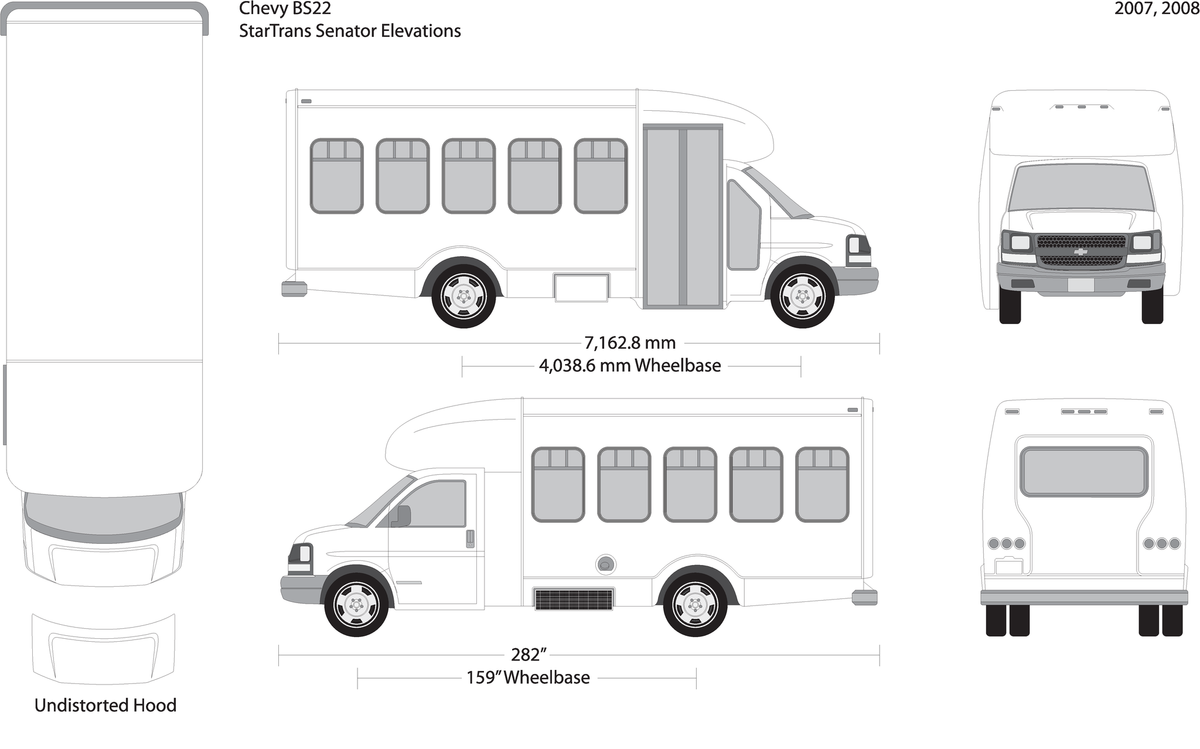 2007 Chevy Shuttle Bus Vehicle Wrap Template