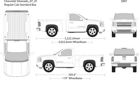 2007 Chevy Silverado 1500 vector wrap template V01, Design-Ready PDF - GravBase