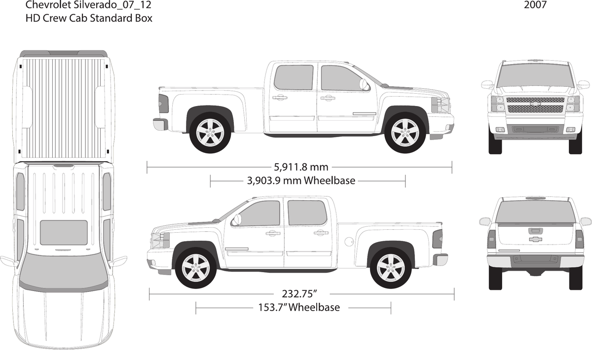 2007 Chevy Silverado 2500-3500 HD vector wrap template V12, Design-Ready PDF - GravBase