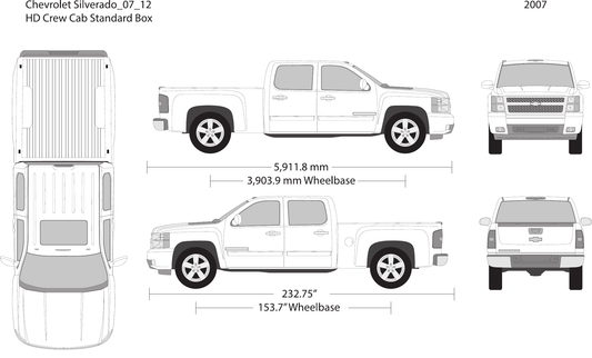 2007 Chevy Silverado 2500-3500 HD vector wrap template V12, Design-Ready PDF - GravBase