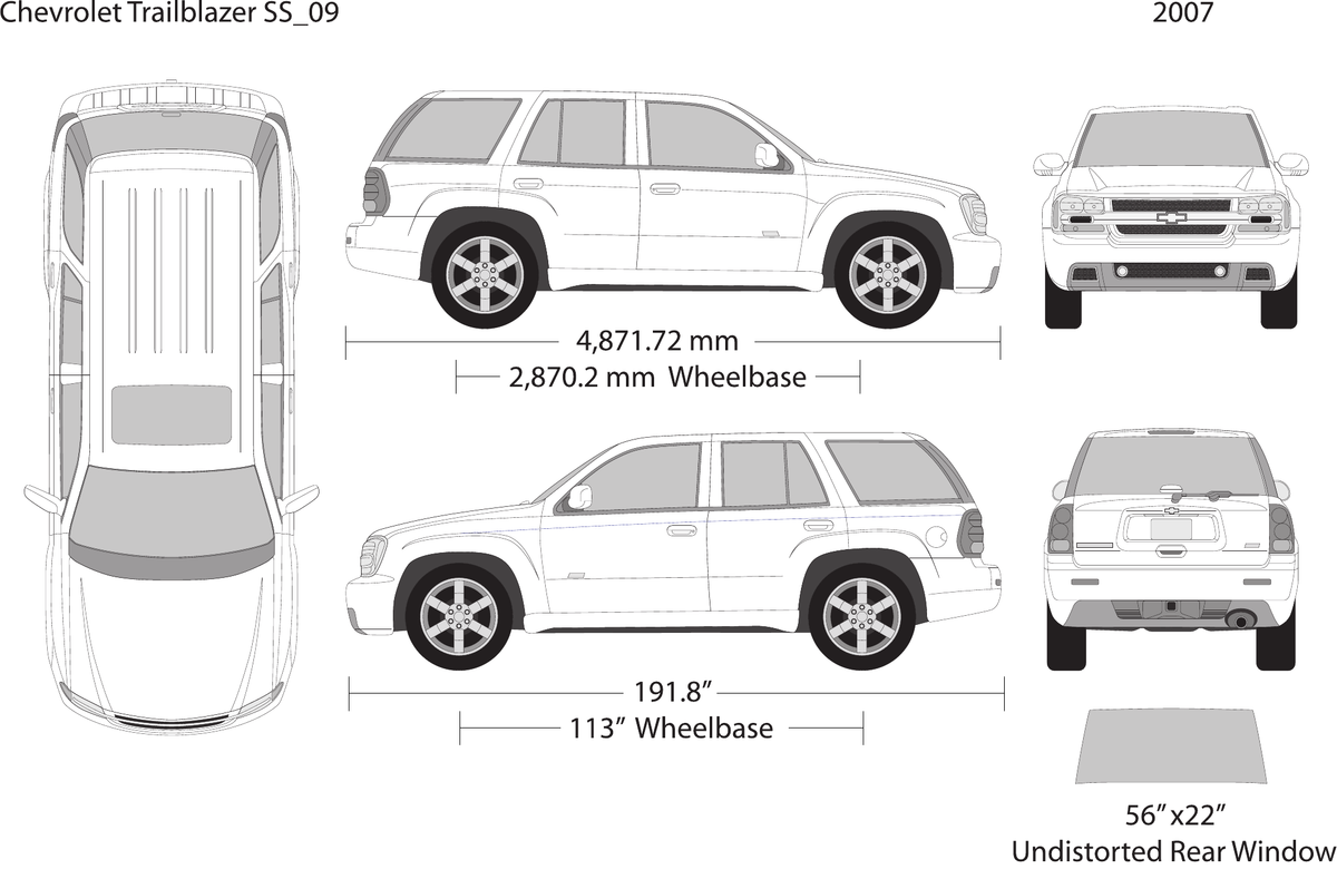 2007 Chevy Trailblazer vector wrap template, Design-Ready PDF - GravBase