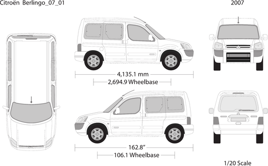 2007 Citroen Berlingo vector wrap template, Design-Ready PDF - GravBase
