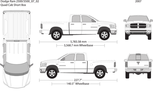 2007 Dodge Ram 2500_3500 vector wrap template V02, Design-Ready PDF - GravBase