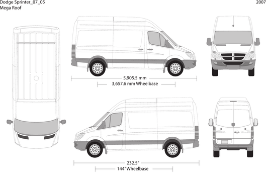 2007 Dodge Sprinter vector wrap template V05, Design-Ready PDF - GravBase